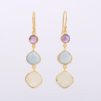 amethyst blue opal moonstoneピアス