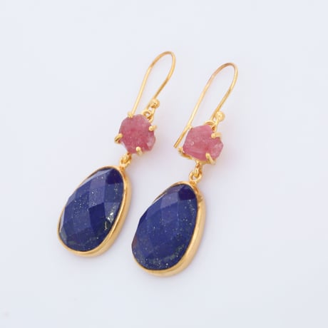 sapphire lapis lazuli largeピアス