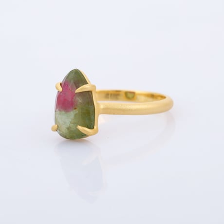 watermelon tourmaline narrow pear tourmalineリング
