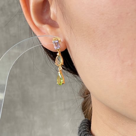 amethyst citrine peridotピアス