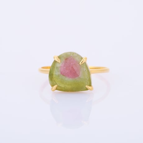 half dome green and pink bi-color tourmalineリング