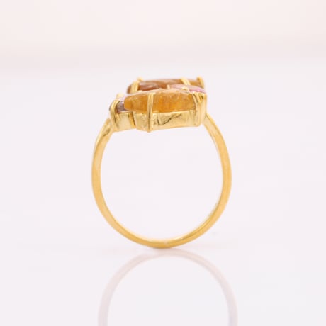 bicolor tourmaline lotus leafリング
