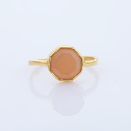peach moonstone hexagonalリング