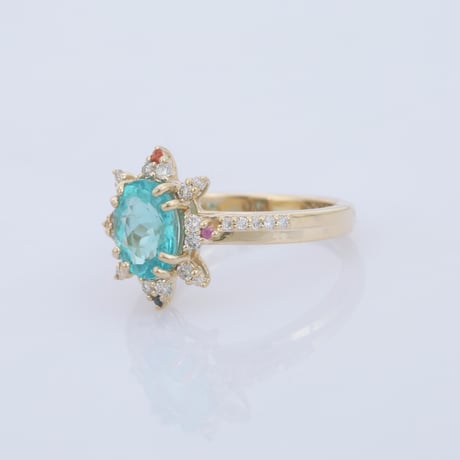 【LIMITED K14】apatitewith accent diamond multicolor sapphire ringリング
