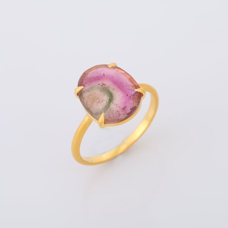 pink & green watermelon tourmalineリング