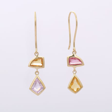 【LIMITED K18】 Orange Pinks and Yellow Sapphireピアス