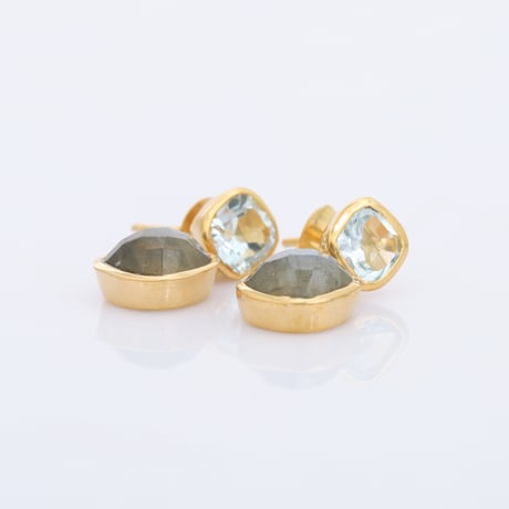 blue topaz labradorite studピアス