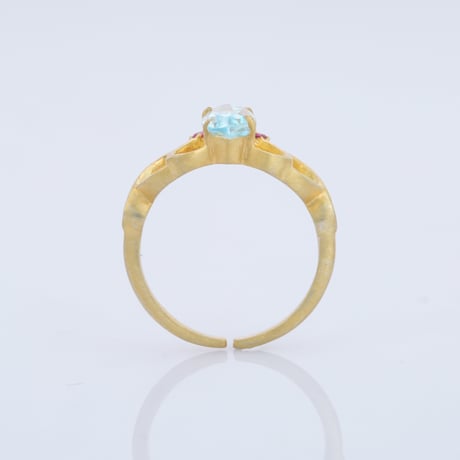 marquise blue topaz red CZリング