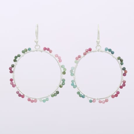 light round hoop tourmalineピアス
