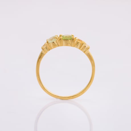 peridot prenite citrine four stoneリング