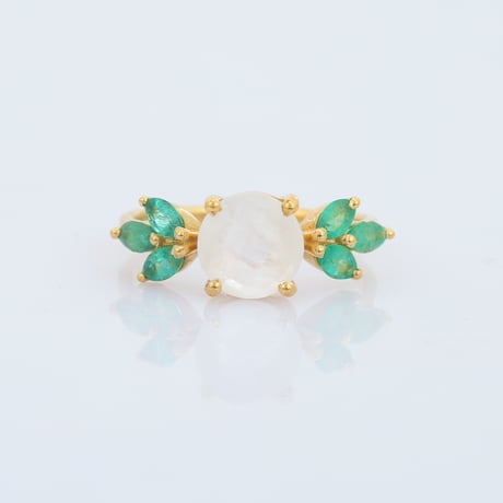 moonstone emerald floralリング