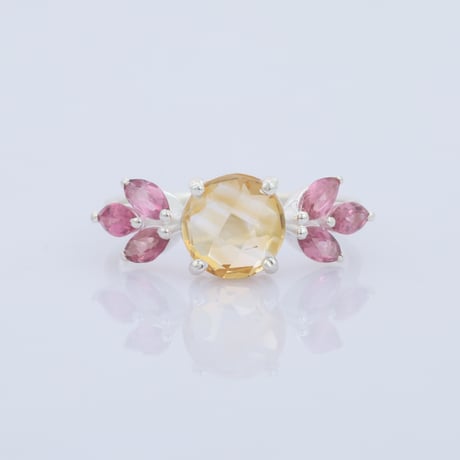 silver citrine tourmalineリング