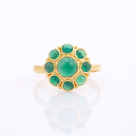 VEERTマラカイト×グリーンオニキス ゴールドリング 11号 保存袋付き 美品 VEERTマラカイト×グリーンオニキス ゴールドリング 11号 保存袋付き 美品