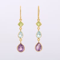 peridot blue topaz amethystピアス