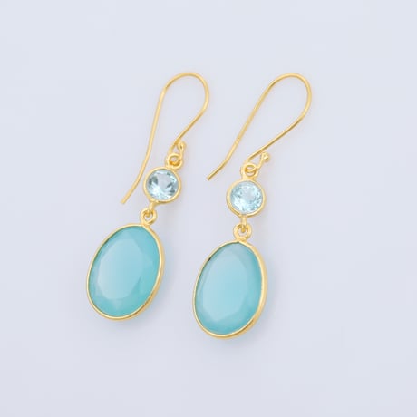 blue topaz aqua chalcedonyピアス