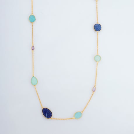 lapis chalcedony amethyst longネックレス