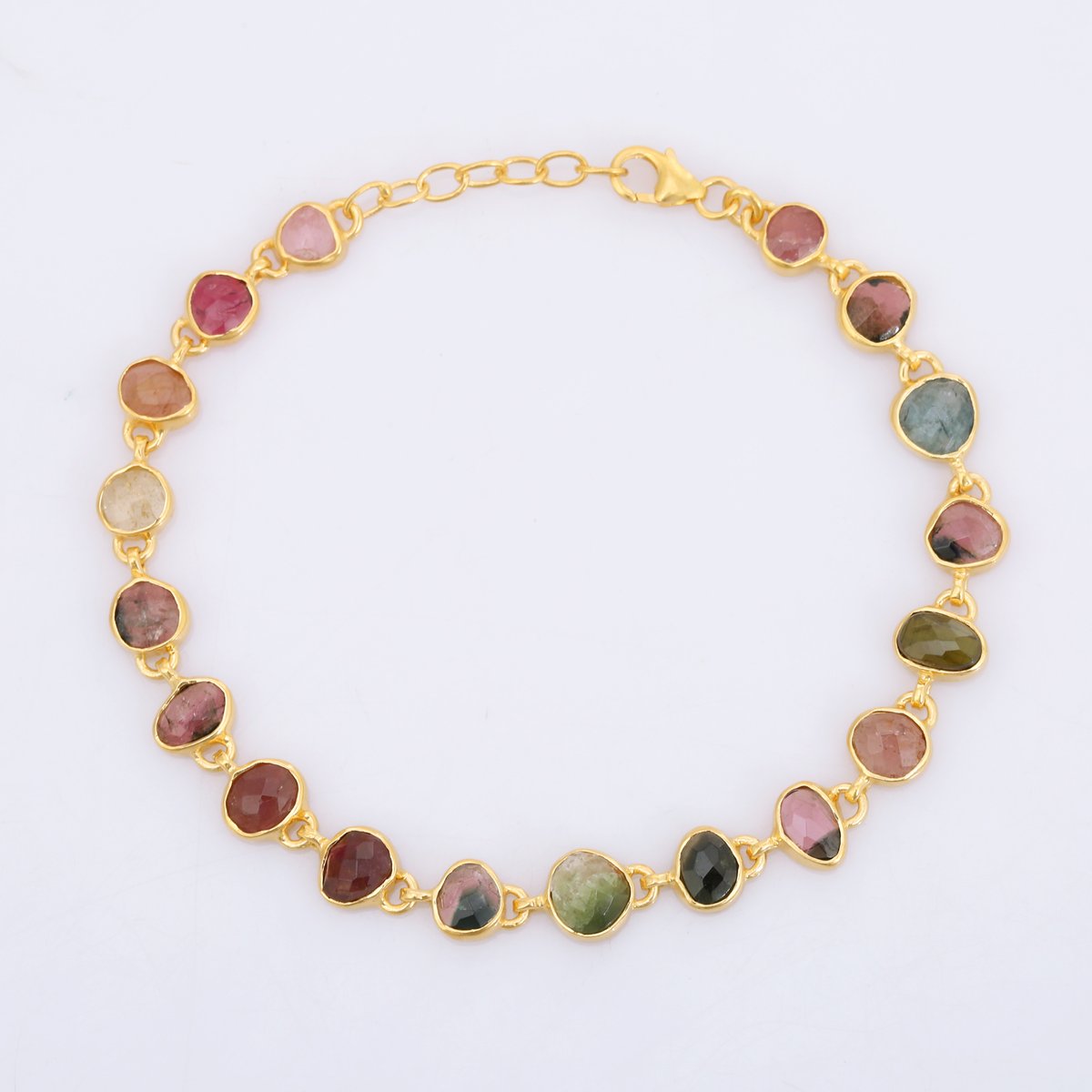 K18 トルマリン マルチカラーブレスレット K18 新品】 K18 高品質トルマリン ブレスレット 18金 マルチカラー