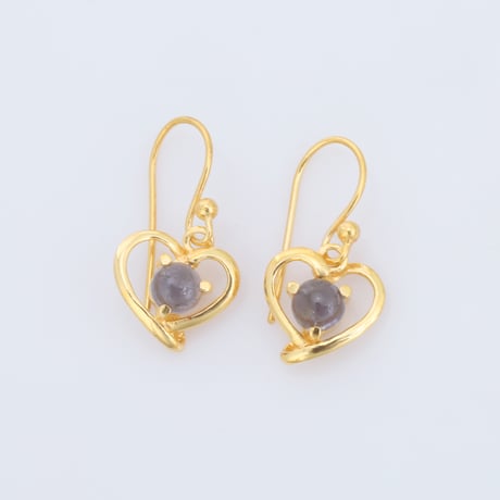 heart shaped ioliteピアス