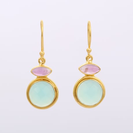 amethyst aqua chalcedonyピアス