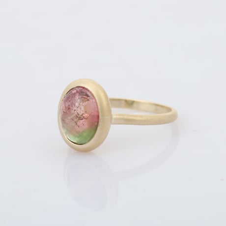 【limited collection】k10 matt pink with light green bi-color tourmalineリング