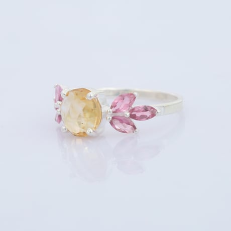 silver citrine tourmalineリング