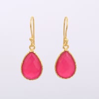 pear shape pink chalcedonyピアス