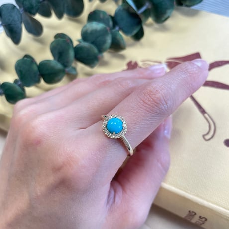 【LIMITED K14】arizona turquoise with diamond accentsリング