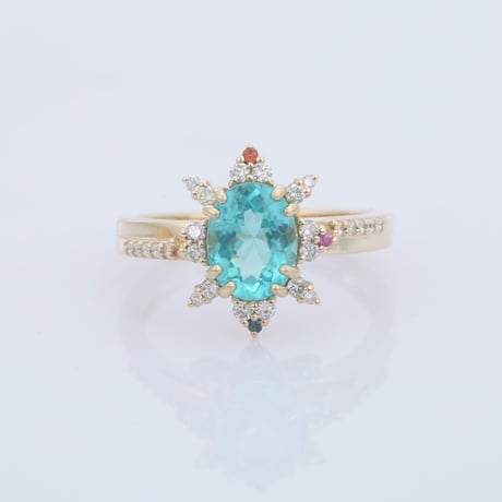 【LIMITED K14】apatitewith accent diamond multicolor sapphire ringリング
