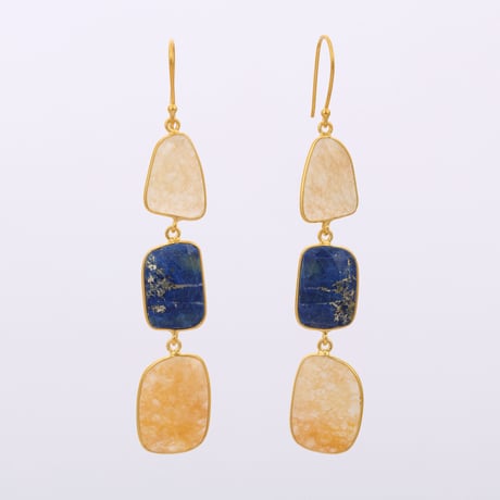 yellow quartz and lapis lazuliピアス