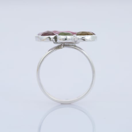 floral motif bicolor tourmaline openリング