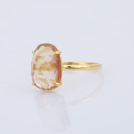 peach color bi color tourmalineリング