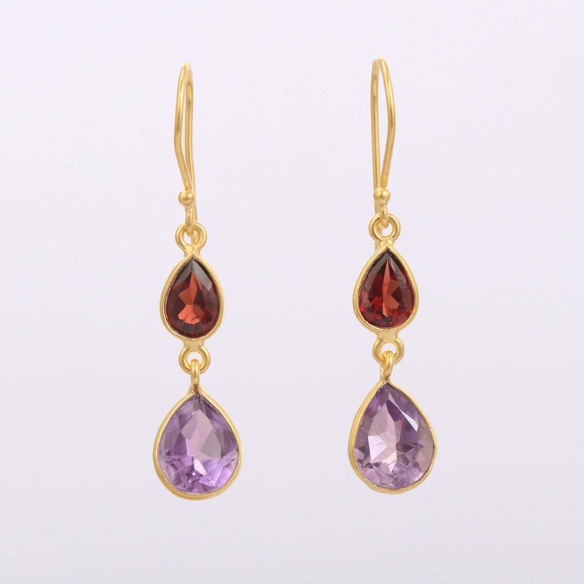 pear shape red garnet amethystピアス | MASTANI