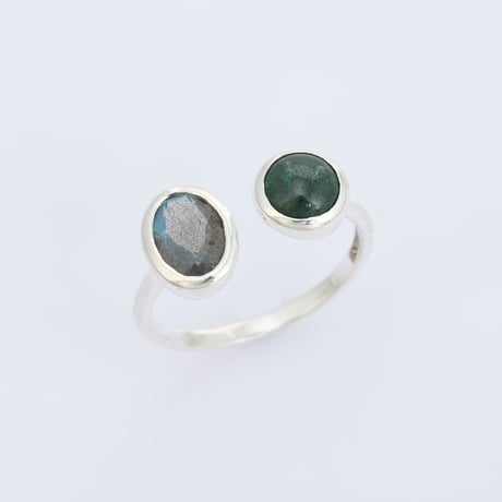 labradorite malachite cabochon openリング
