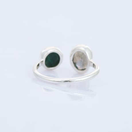 labradorite malachite cabochon openリング