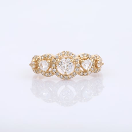 【ARIVERA K18】royal blue moonstone heart with accent diamondsリング
