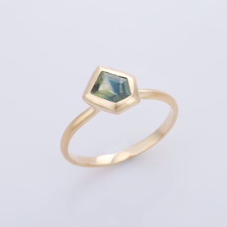 【limited collection 】K10 square bluish green sapphireリング