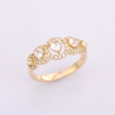 【ARIVERA K18】royal blue moonstone heart with accent diamondsリング