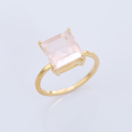 square rose quartzリング
