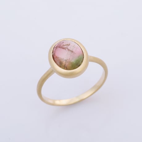 【limited collection】k10 matt pink with light green bi-color tourmalineリング