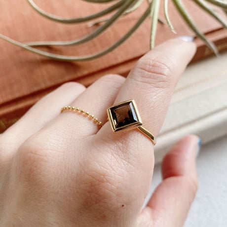 smoky quartz squareリング