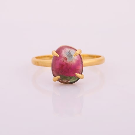 watermelon tourmaline with blueリング