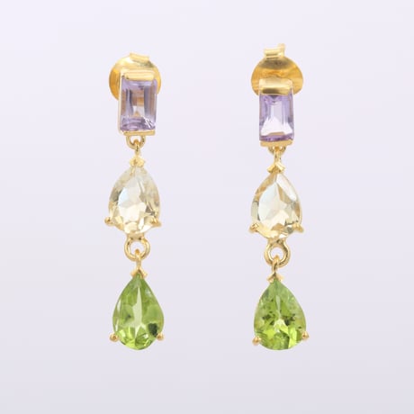 amethyst citrine peridotピアス