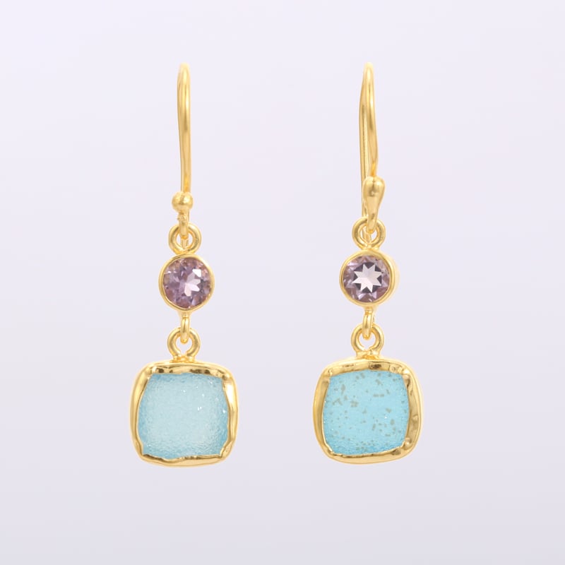 amethyst with blue druzyピアス | MASTANI