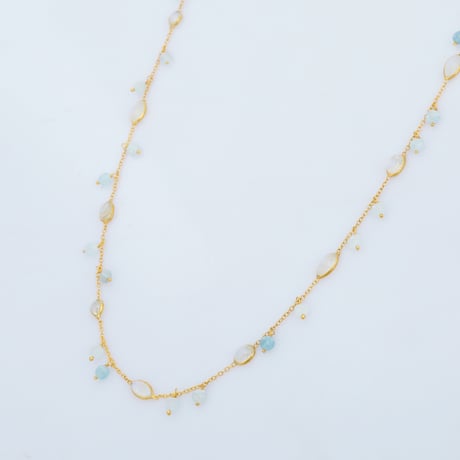 moonstone aquamarine beads dropネックレス