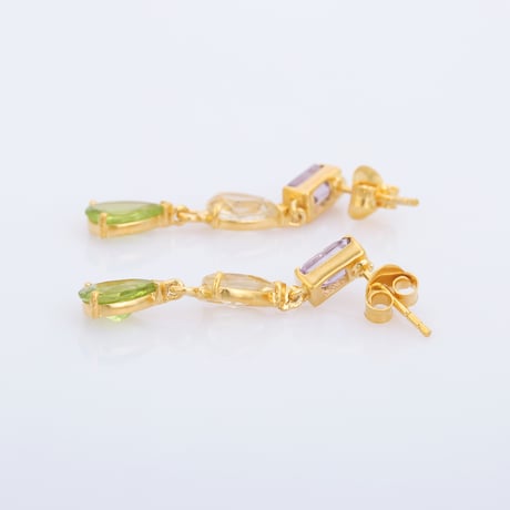 amethyst citrine peridotピアス