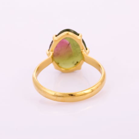 deep green and pink bi color tourmalineリング