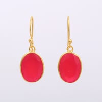 dyed reddish pink chalcedonyピアス