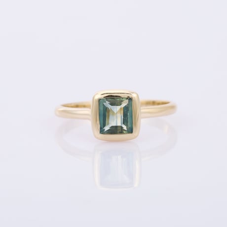 【limited collection 】K10 square  greenish blue sapphireリング