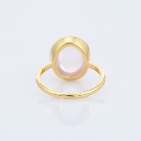 cabochon light pink rose quartzリング