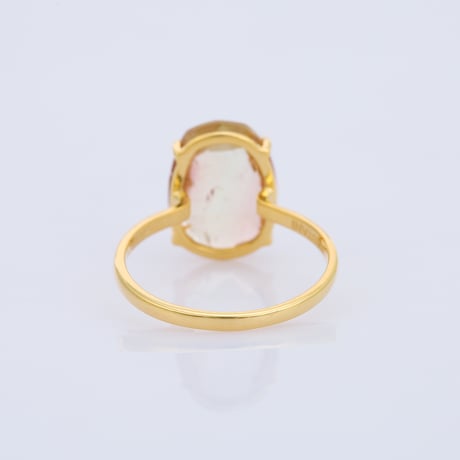 peach color bi color tourmalineリング